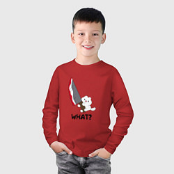 Лонгслив хлопковый детский What котёнок, цвет: красный — фото 2