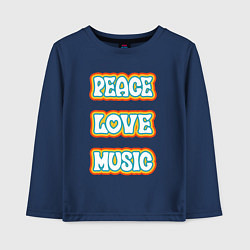 Детский лонгслив Мир любовь музыка