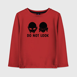 Лонгслив хлопковый детский Черный пришелец - do not look, цвет: красный