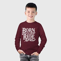 Лонгслив хлопковый детский Born to ride - рожденный ездить, цвет: меланж-бордовый — фото 2