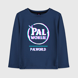 Лонгслив хлопковый детский Palworld в стиле glitch и баги графики, цвет: тёмно-синий