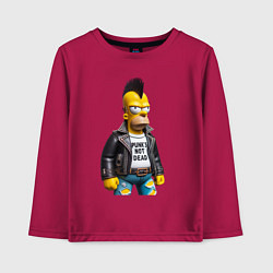 Лонгслив хлопковый детский The harsh Homer Simpson - punks not dead, цвет: маджента