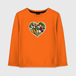 Лонгслив хлопковый детский Сердце из овощей, цвет: оранжевый
