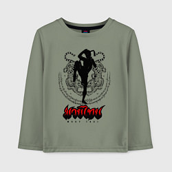 Лонгслив хлопковый детский Муай тай боец, цвет: авокадо