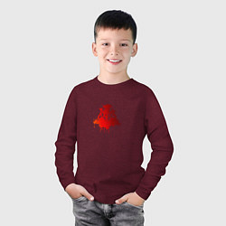 Лонгслив хлопковый детский Шлем Братства Стали, цвет: меланж-бордовый — фото 2