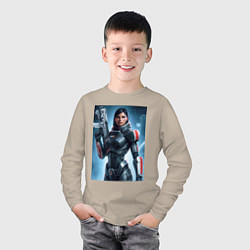 Лонгслив хлопковый детский Mass Effect -N7 armor, цвет: миндальный — фото 2