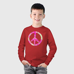Лонгслив хлопковый детский Pink peace, цвет: красный — фото 2