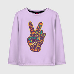 Лонгслив хлопковый детский Free love peace, цвет: лаванда