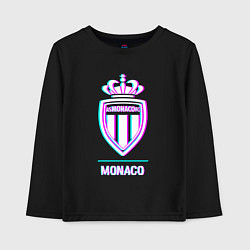 Лонгслив хлопковый детский Monaco FC в стиле glitch, цвет: черный