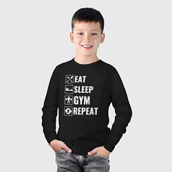 Лонгслив хлопковый детский Eat sleep gym repeat, цвет: черный — фото 2