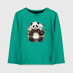 Лонгслив хлопковый детский Спокойствие панды, цвет: зеленый
