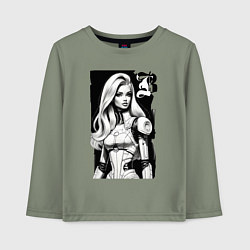 Лонгслив хлопковый детский Barbie - sketch ai art, цвет: авокадо