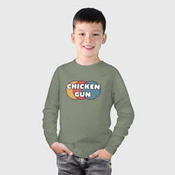 Лонгслив хлопковый детский Chicken gun круги, цвет: авокадо — фото 2