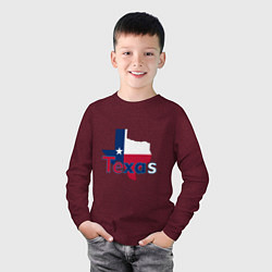 Лонгслив хлопковый детский Texas, цвет: меланж-бордовый — фото 2