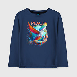 Лонгслив хлопковый детский Голубь мира peace, цвет: тёмно-синий