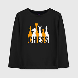 Лонгслив хлопковый детский Фигуры шахматные, цвет: черный