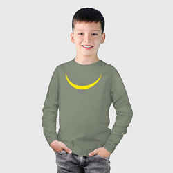 Лонгслив хлопковый детский Желтый полумесяц улыбкой, цвет: авокадо — фото 2