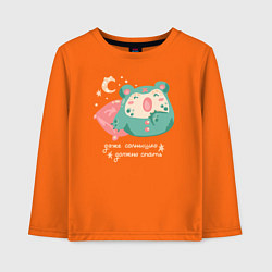 Детский лонгслив Лягушка в пижаме с надписью даже солнышко должно с