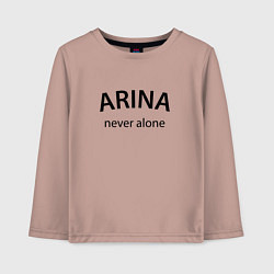 Лонгслив хлопковый детский Arina never alone - motto, цвет: пыльно-розовый