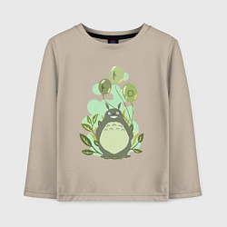 Лонгслив хлопковый детский Green Totoro, цвет: миндальный