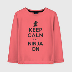 Лонгслив хлопковый детский Keep calm and ninja on, цвет: коралловый