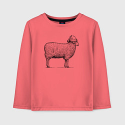Лонгслив хлопковый детский Овечка новогодняя, цвет: коралловый