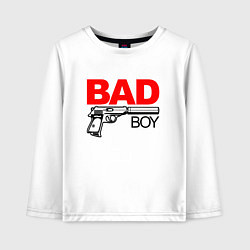 Лонгслив хлопковый детский Bad boy with gun, цвет: белый