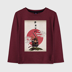 Лонгслив хлопковый детский Тони Тони Чоппер самурай, цвет: меланж-бордовый
