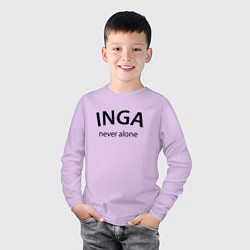 Лонгслив хлопковый детский Inga never alone - motto, цвет: лаванда — фото 2