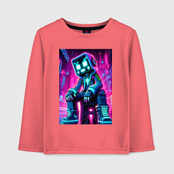Детский лонгслив Minecraft - dude in the neon city