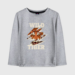 Лонгслив хлопковый детский Дикий тигр арт, цвет: меланж