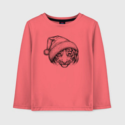 Лонгслив хлопковый детский Новогодний тигренок, цвет: коралловый