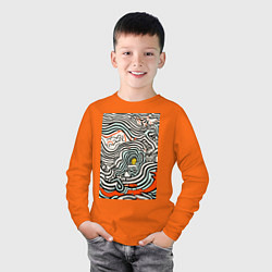 Лонгслив хлопковый детский Хаотичный узор, цвет: оранжевый — фото 2