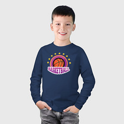 Лонгслив хлопковый детский Basket stars, цвет: тёмно-синий — фото 2