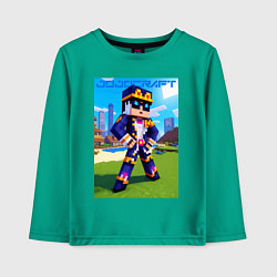 Лонгслив хлопковый детский Jotaro Kujo and Minecraft - collaboration, цвет: зеленый