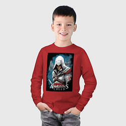 Лонгслив хлопковый детский Assassins creed белый кинжал, цвет: красный — фото 2