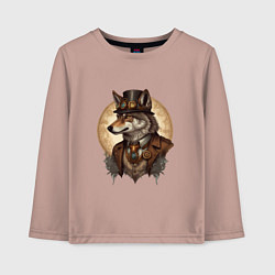 Лонгслив хлопковый детский Волк симпатик, цвет: пыльно-розовый
