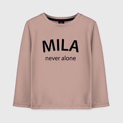 Лонгслив хлопковый детский Mila never alone - motto, цвет: пыльно-розовый