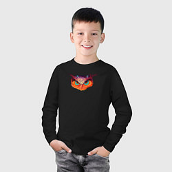 Лонгслив хлопковый детский Мудрая волшебная сова, цвет: черный — фото 2