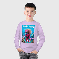 Лонгслив хлопковый детский Barbie diving - ai art, цвет: лаванда — фото 2