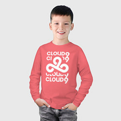 Лонгслив хлопковый детский Cloud9 - in logo, цвет: коралловый — фото 2