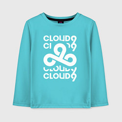 Лонгслив хлопковый детский Cloud9 - in logo, цвет: бирюзовый