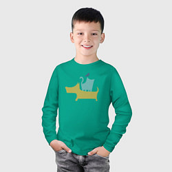 Лонгслив хлопковый детский Bird dog cat, цвет: зеленый — фото 2