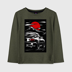 Лонгслив хлопковый детский Мазда mx5 miata, цвет: меланж-хаки