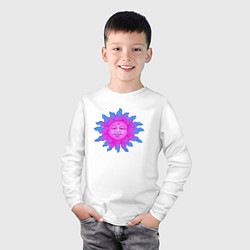 Лонгслив хлопковый детский Холодное солнце, цвет: белый — фото 2