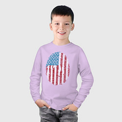 Лонгслив хлопковый детский Отпечаток США, цвет: лаванда — фото 2