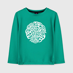 Лонгслив хлопковый детский Белый кельтский готичный узор, цвет: зеленый