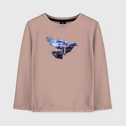 Лонгслив хлопковый детский Голубь с ночным городом внутри, цвет: пыльно-розовый