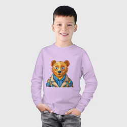 Лонгслив хлопковый детский Медведь в стиле Ван Гога, цвет: лаванда — фото 2