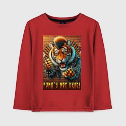 Лонгслив хлопковый детский Punks not dead - motto tiger, цвет: красный